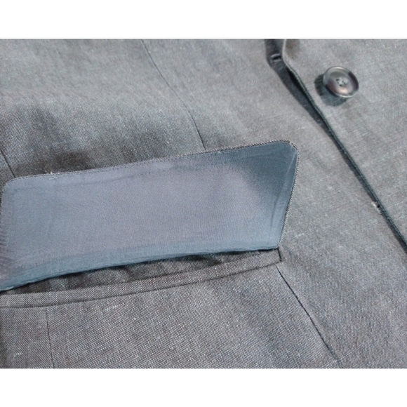 Ann Taylor Linen Light Weight Blue Single Breasted Tailored Petite Blazer - Picture 4 of 9